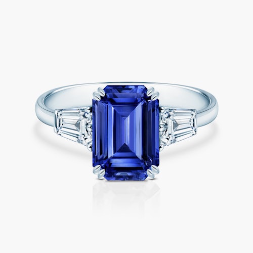 Pierścionek Savicki: białe złoto, niebieski szafir, diamenty